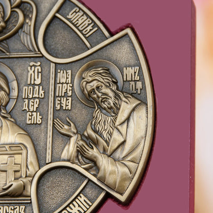 Orthodox Church Icon Metal Jesus Statue Religion Character Image Church Home Wall Hanging Wood Frame Icon