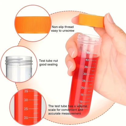 Sports skill development tool kit, including extra large test tubes, colored silicone droppers, durable orange storage boxes and