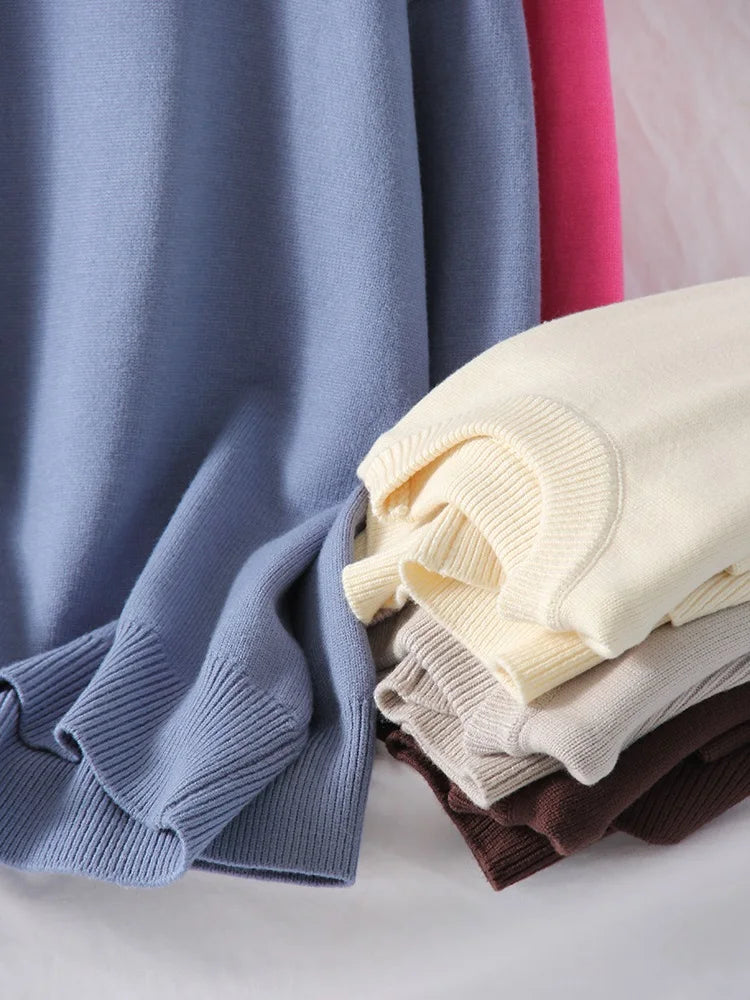 Blue Oversize Sweaters For Women Winter Thick Beige Pullover Woman Autumn Fashion Loose O Neck Ladies Sweaters Jumpers Women