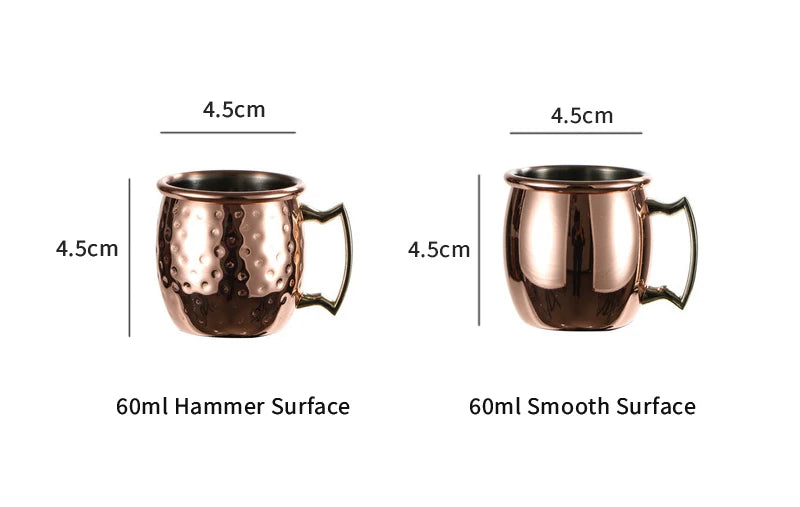 60ML Moscow Mule Cocktail Mug Stainless Steel Coffee Cups Personalized Espresso Mugs Modern Hammer Pattern Design Drinkware