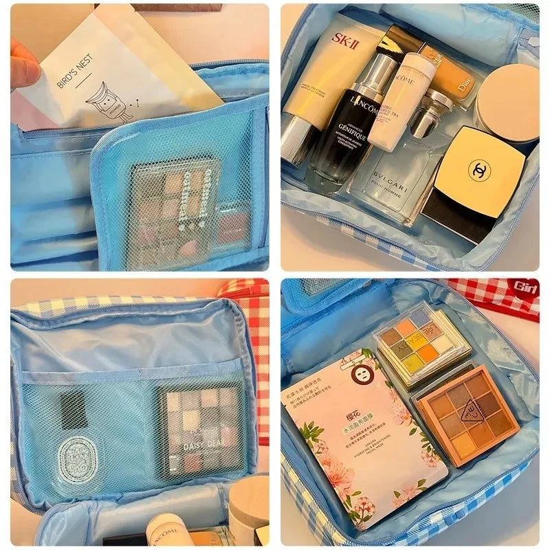 Storage Organizer Large Capacity Makeup Bag Portable Double-layer Clothing Storage Bag Handheld Waterproof Toiletry Bag Girl