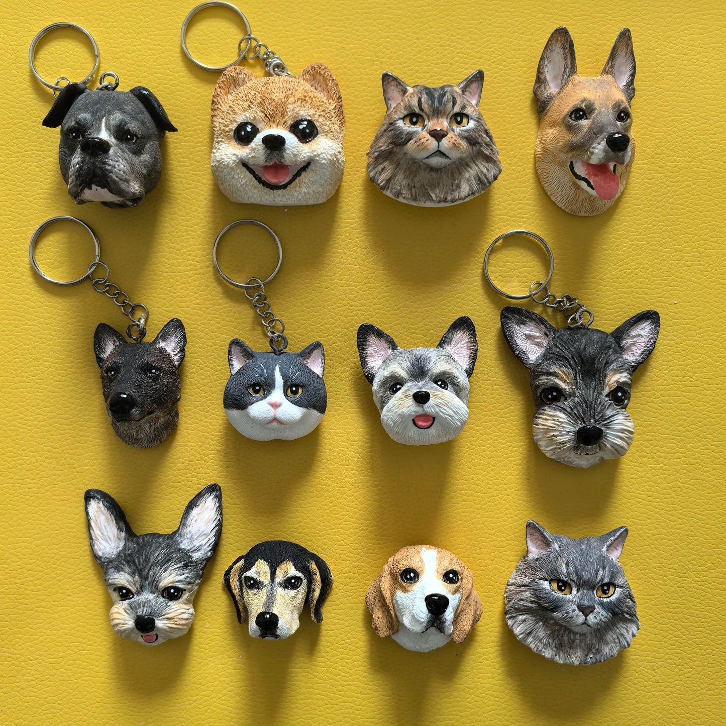 Custom Dog Head Ornament Personalized Cartoon Portrait Pet Keychain Customized Pet Gift Pet Mini Sculpture Pet Lover Gift Ideas