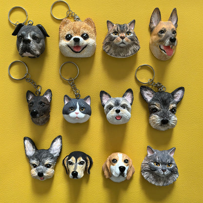 Custom Dog Head Ornament Personalized Cartoon Portrait Pet Keychain Customized Pet Gift Pet Mini Sculpture Pet Lover Gift Ideas