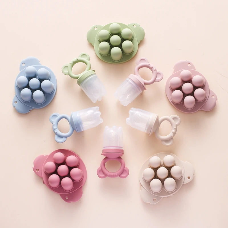 Baby Fruit Feeder Food Grade Silica Gel Pacifier Silicone Teething Nipple Feeding Grind Fruits Vegetable for Baby's Meal Feeding
