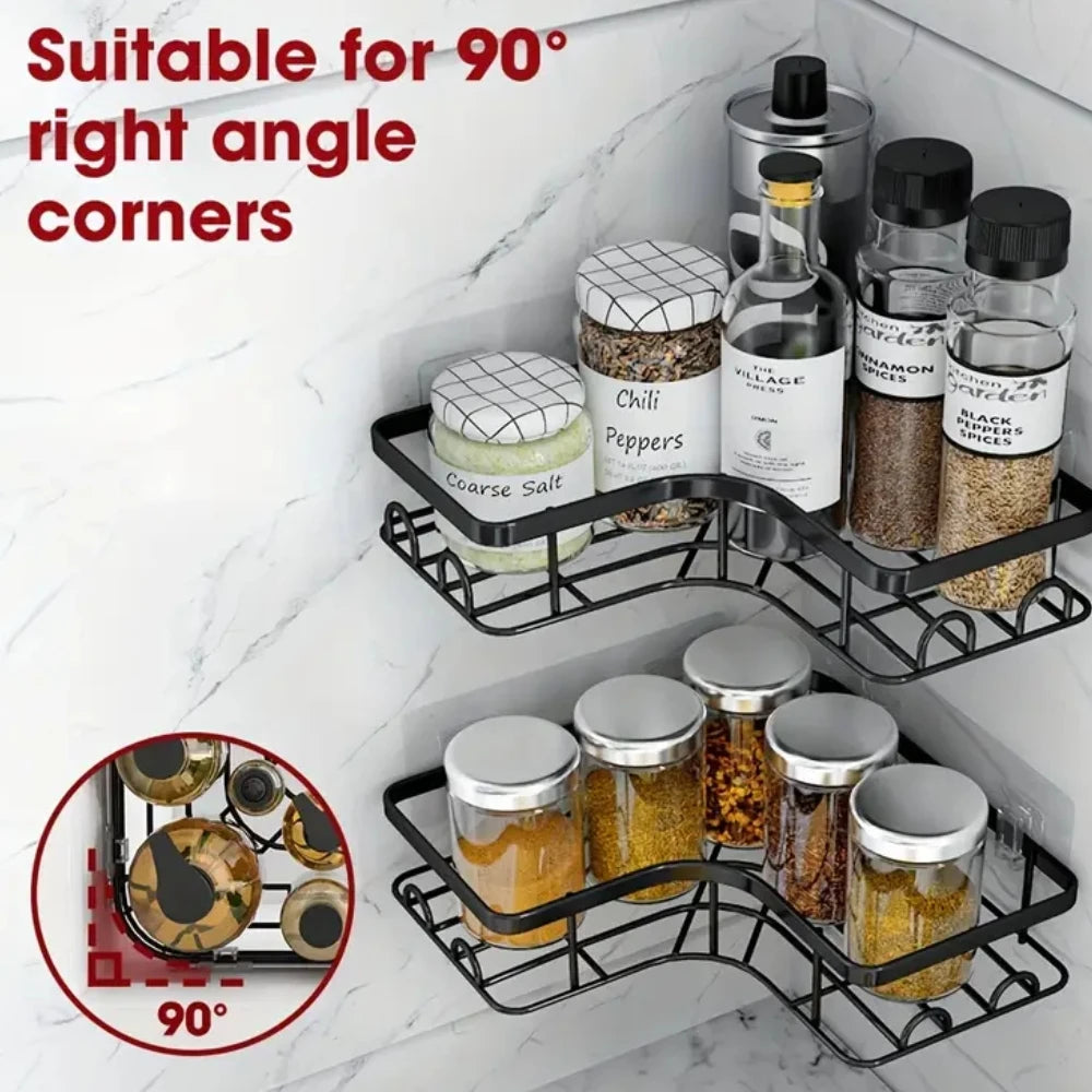 No Drilling Stainless Steel Triangle Double Layer Shelf for Bathroom Balcony Kitchen Corner Storage Space Saving Durable Design