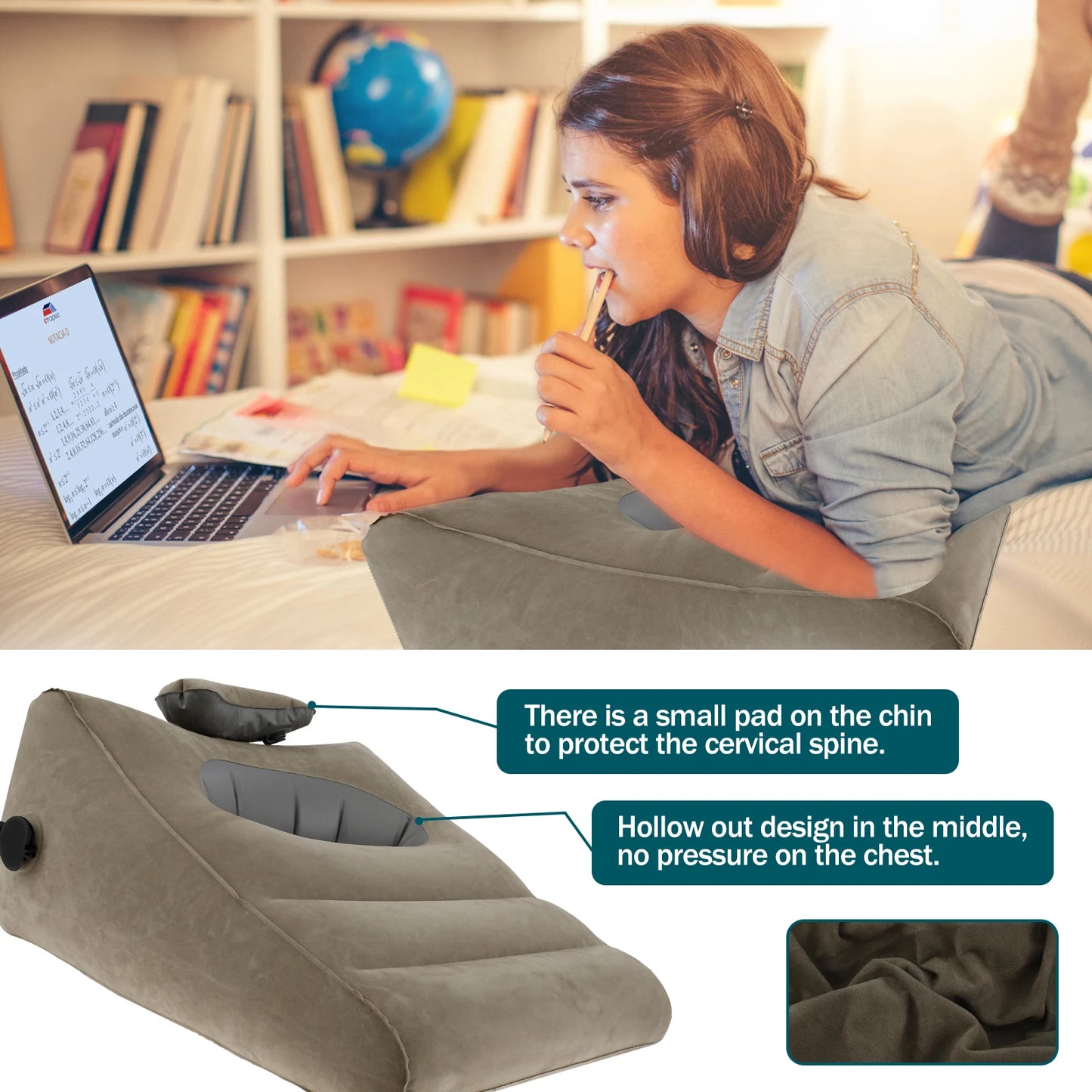 Portable Inflatable Wedge Pillow Multifunctional Body Pillow Lumbar Yoga Pillow PVC Foot Pillow Elevation Leg Travel Pillows