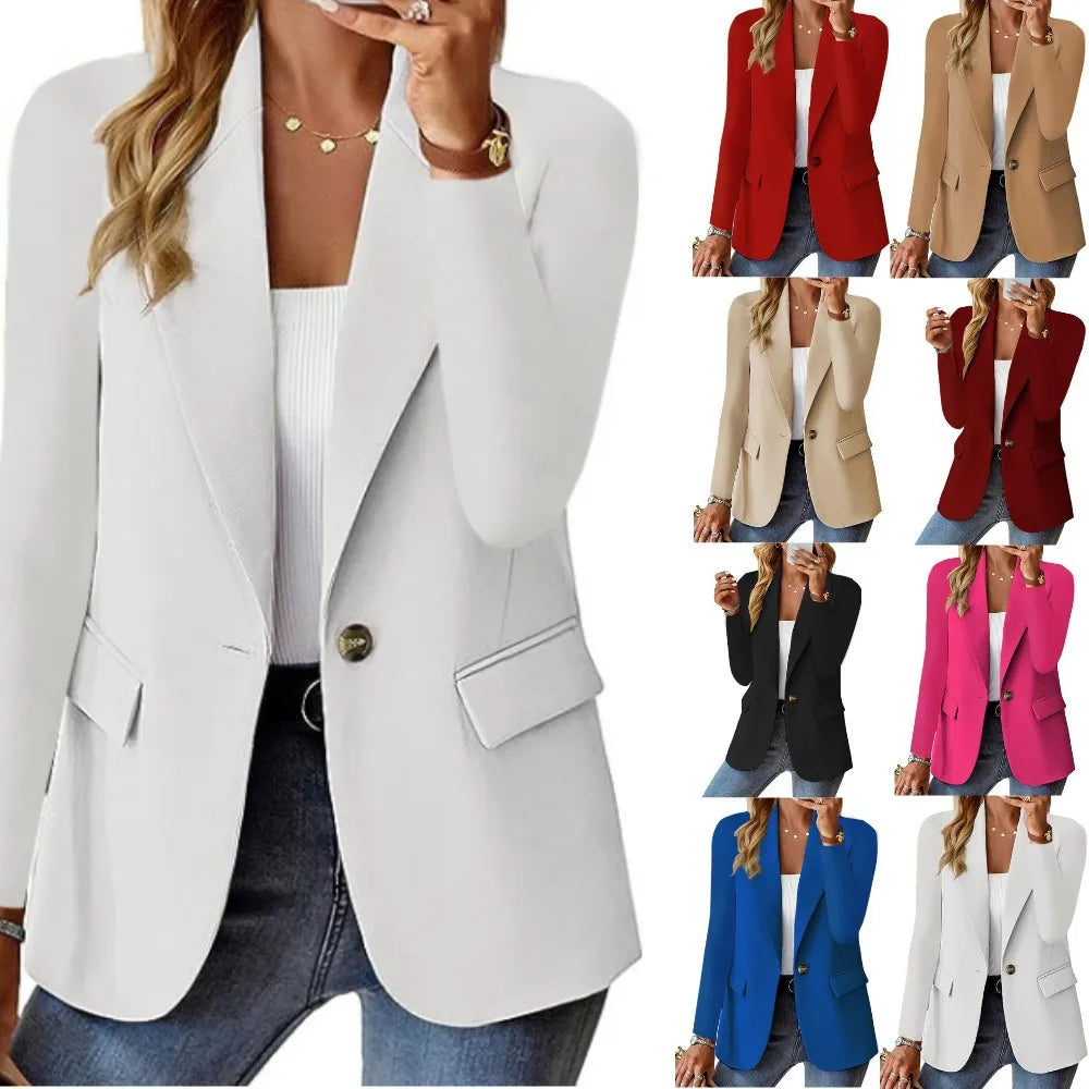 Chic Office Lady Blazer for Women Vintage Coat Autumn Fashion Lapel Collar Long Sleeve Ladies Outerwear Stylish Tops  오피스룩 Mujer