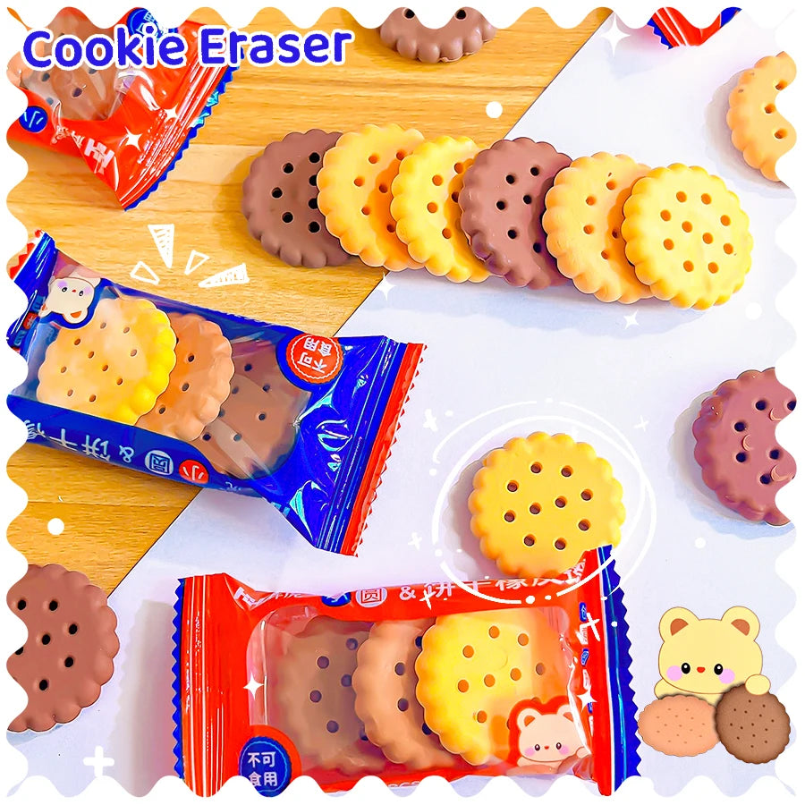 Kawaii stationery items School teacher gift Office Supplies classroom back to school ice cookie Rubber funny Erasers