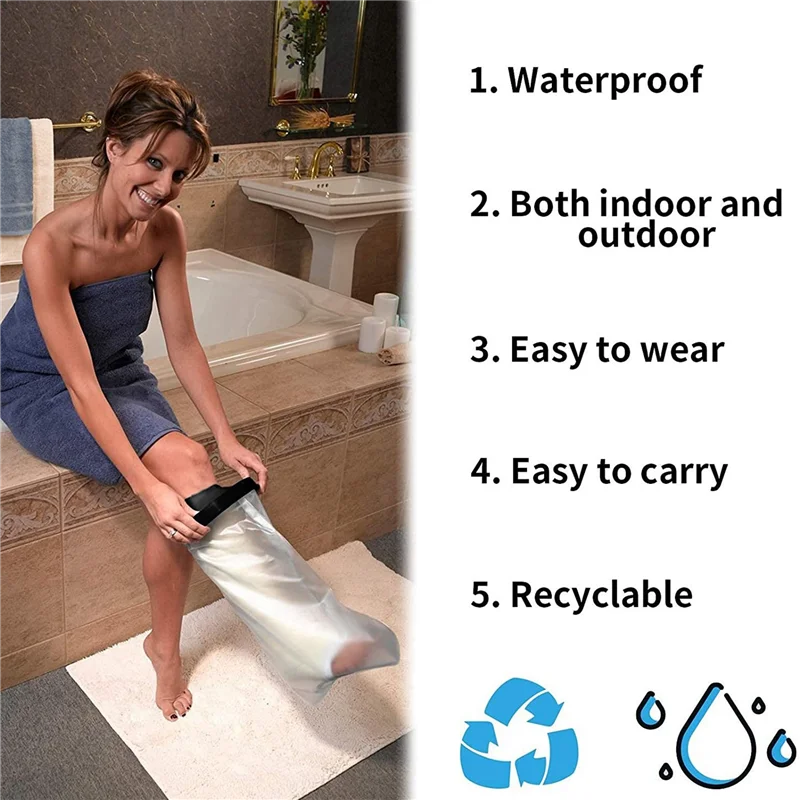 ABSE-Waterproof Cast Shower Cover Leg For Adults Foot And Lower Leg Cast Wounds Protector Showering Bath Accessories