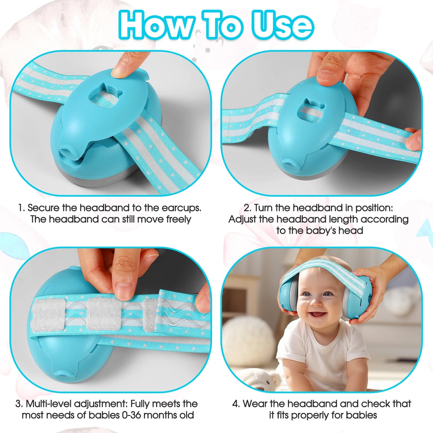 Kid Ear Protection Baby Noise Earmuffs Noise Reduction Ear Defenders Earmuff for Children Adjustable NRR 26DB Safety