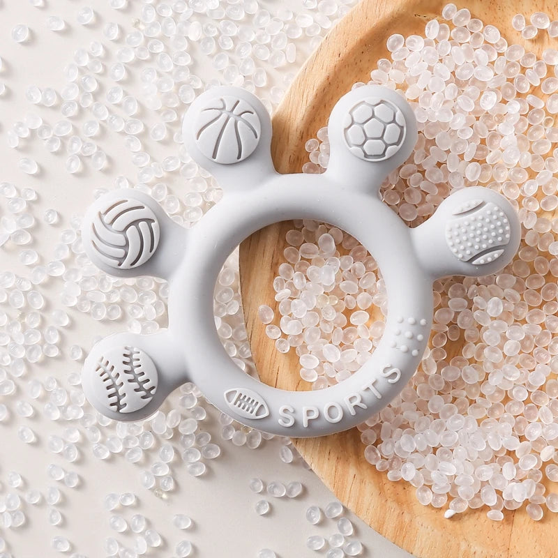 Silicone Baby Teether Toys 0-12Month Food Grade Toddlers Anxiety Teething Ring Sensory Toys Silicone Animal Soothing Accessories