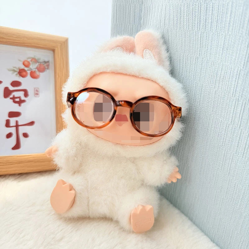 LABUBU 17cm Doll 6.5cm Transparent Glasses Stylish Sunglasses for 1/8 -1/4 BJD Doll Accessories