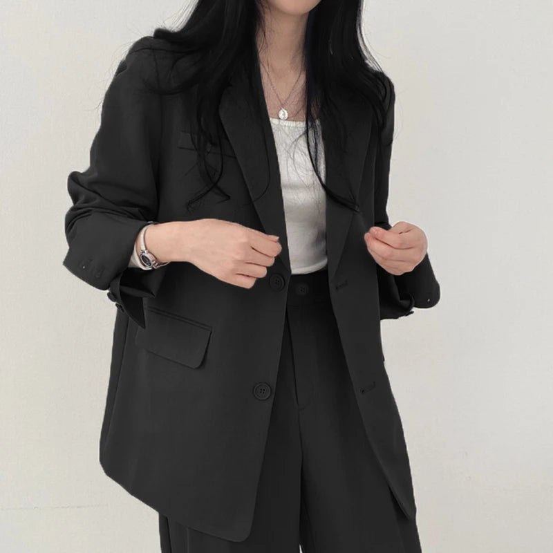 Suit Jacket Casual Office Lady Elegant Solid Single-breasted Women Blazer