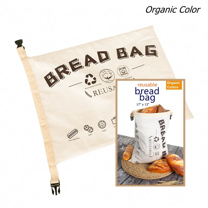 Bread Bag Organic Reusable Bread Bags for Homemade Bread Gift Giving Fresh Keeping Bread Container with Double Lining Large Loaf