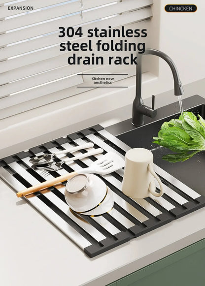 Roll up Dish Drying Rack Over The Sink for Kitchen Portable Aluminum Dish Rack Foldable Dish Drying Racks No rust No mildew New