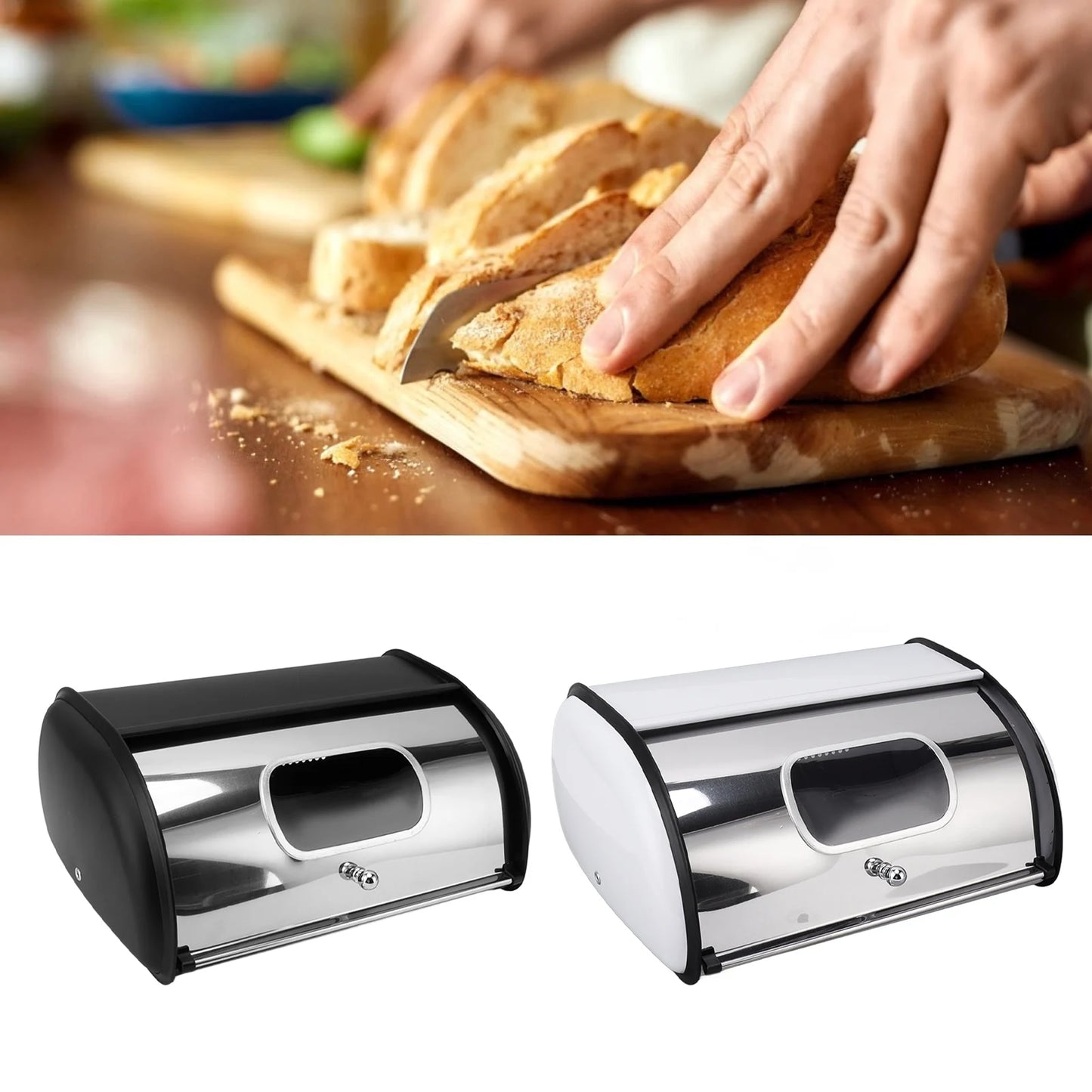 Bread Storage Holder Bread Bin Bread Box Bread Holder Storage Container With Small Window for Kitchen Countertop Iron Bread Bin