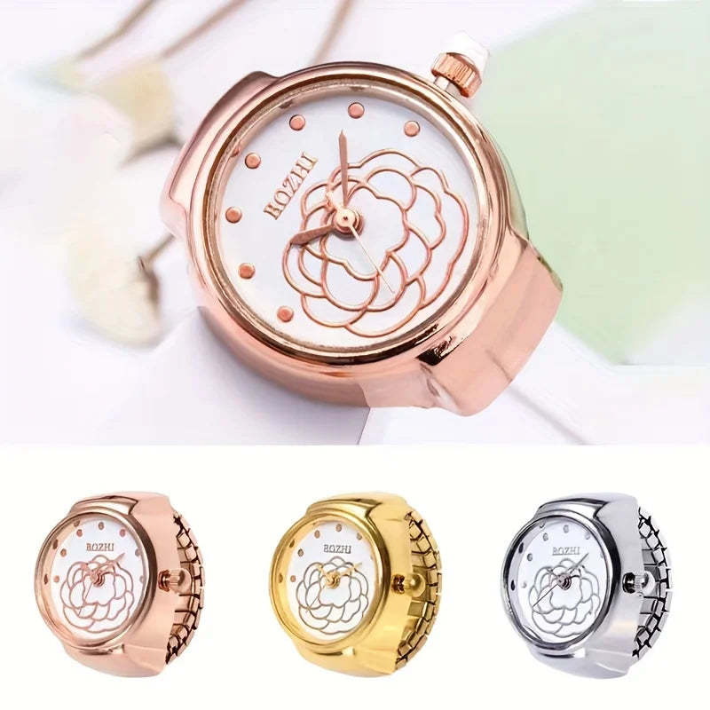 New Ring Watch Women's Retro Rose Gold Mini Finger Watch Student Watch Ring Watch Real Watch Can Watch Time