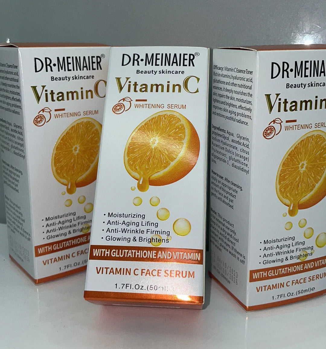 50ml*2pcs Vitamin C Face Serum, Brightens, Hydrates and Reduces Signs of Aging, with Vitamin C, Hyaluronic Acid for Glowing Skin