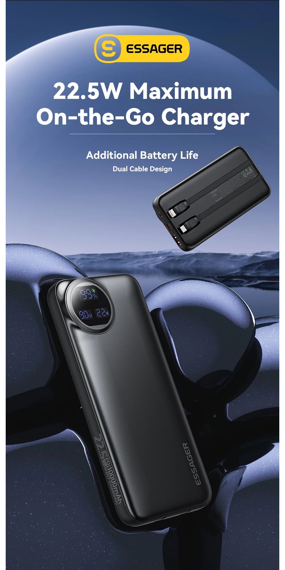 Essager Power Bank 30000mAh 22.5W PD Fast Charging Powerbank Portable Battery Charger For iPhone 15 14 13 12 Pro Max Huawei