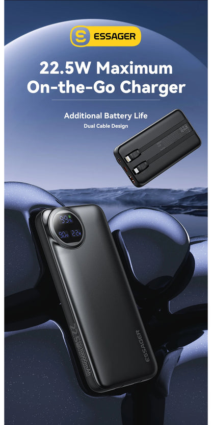 Essager Power Bank 30000mAh 22.5W PD Fast Charging Powerbank Portable Battery Charger For iPhone 15 14 13 12 Pro Max Huawei