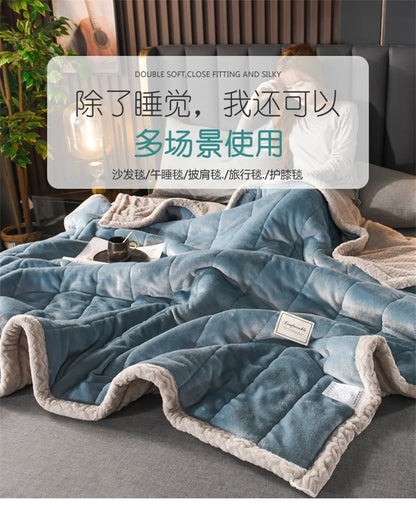 Milk Fleece Autumn Winter Warm Weighted Blankets for Beds European Thickened Beibei Velvet Throw Blanket Warmth Quilt Comforter