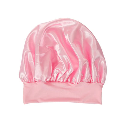Women Night Sleep Hair Caps Silky Bonnet Satin Double Layer Adjust Head Cover Hat Shower Cap for Curly Hair Styling Accessories
