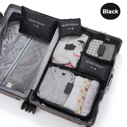 6 Pcs Travel Clothes Storage Bags Set Portable Luggage Organizer Suitcase Pouch Pouch Packing Cube For Shoes Packing Clothes