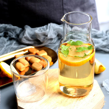 Water Carafe with Tumbler Glass Cold Hot Water Bottle Cup Sets Bedside Water Pitcher High Temperature Resistance Bottle