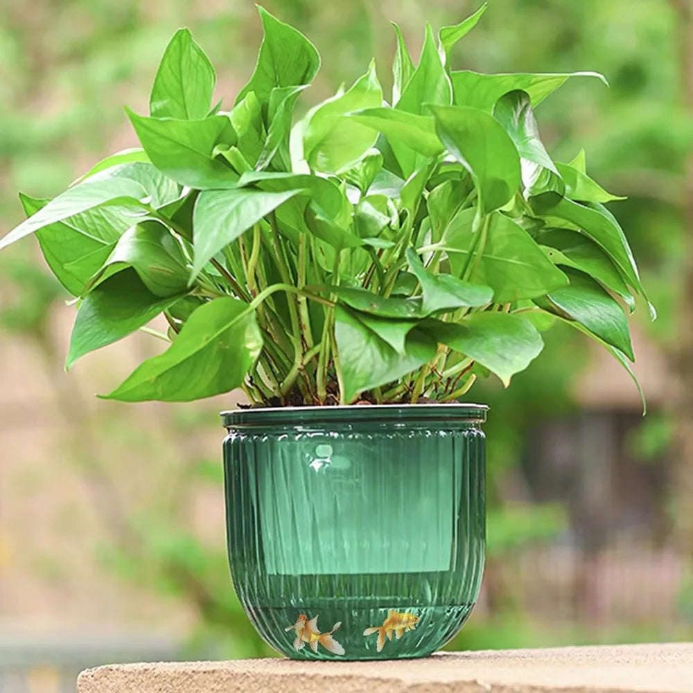 Flowerpot Self Absorbing Water Hanging 2Pcs Planter Thickened Premium Planter Hydroponic Soil Cultivation Lazy Flower Pot Garden