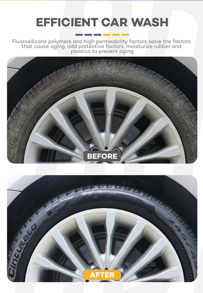 Black Wet Look Tire Shine Dressing -Automotive Clear Coat Tire Dressing Spray for Glossy Wet Tire Look, Vinyl & Plastic, with UV