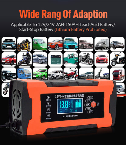 Car Battery Charger 12V 10A 24V 5A Automotive Digital Display Detection Pulse Repair Car Chargers Motorcycle Car Accesorries