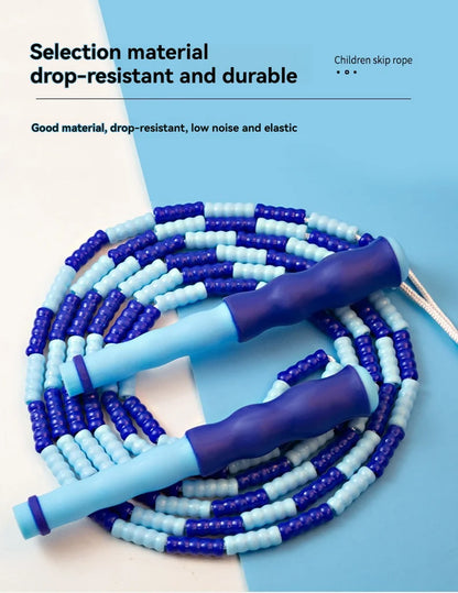 Wholesale adult and children's skipping ropes with colorful soft beads and bamboo nodes. Children's skipping ropes