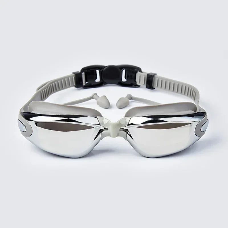 Professional Swimming Goggles Swimming Glasses with Earplugs Nose Clip Electroplate Waterproof Silicone Unisex Swimming Goggles