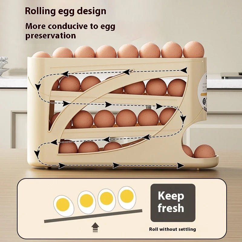Refrigerator Egg Holder – Slide Out Egg Storage Container for Fridge Door – Auto-Rolling Egg Dispenser