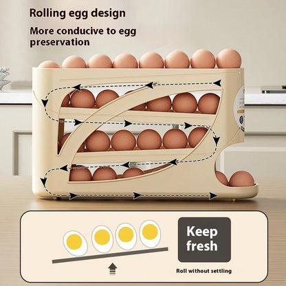 Refrigerator Egg Holder – Slide Out Egg Storage Container for Fridge Door – Auto-Rolling Egg Dispenser