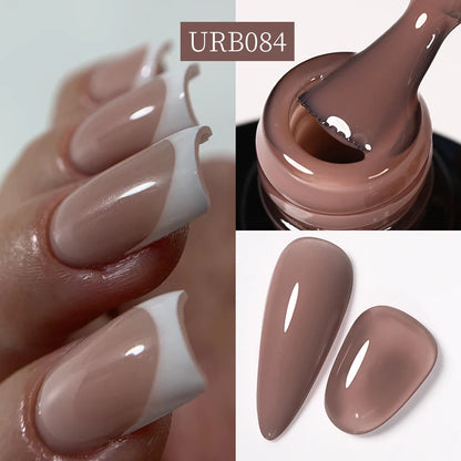 UR SUGAR 7ml Pale Pink Rubber Base Gel Nude Color Semi Permant Soak Off UV LED Self-leveling Gel Varnishes Great Coverage