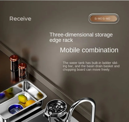 Nano 304 Stainless Steel Sink Waterfall Large Single Slot Kitchen Sink Vegetable Sink Stainless Steel Sink Household Sink