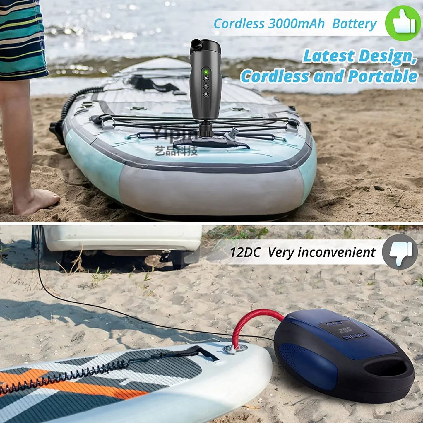 Electric Air Pumps Wireless Inflator Plastic Rechargeable for Camping Gear Paddle Board Pool Toys Tire Quick Inflation