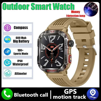 2024 New Durable Military Smart Watch Bluetooth Call Outdoor Sports Track Tracker Men's and Women's Smartwatches LED Flashlight