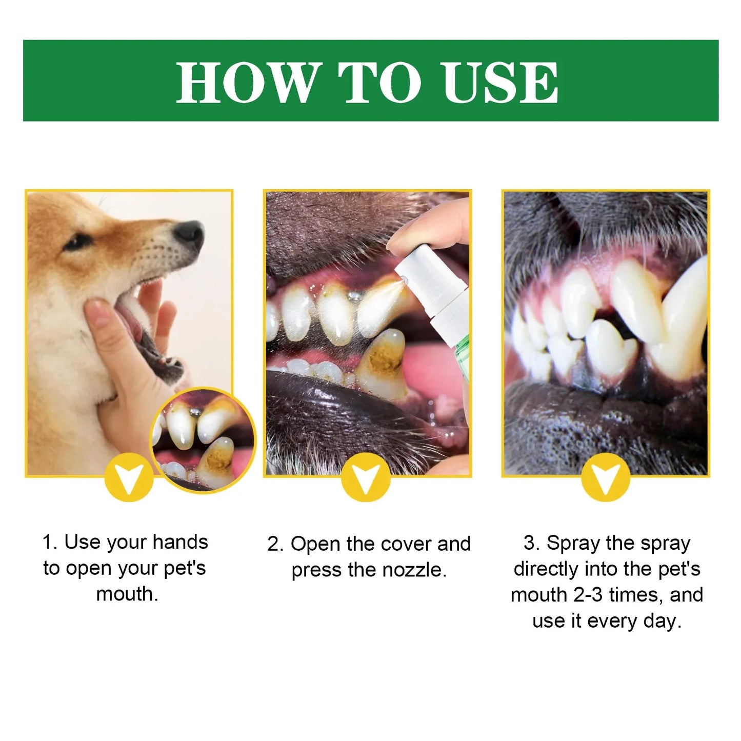 Pet Tooth Cleaning Spray Dog Mouth Fresh Teeth Clean Deodorant Oral Tartar Remover Teeth Stain Whitening Pet Oral Cleanse Liquid