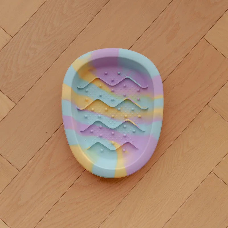 Slow Feeder Bowl for Dogs & Cats - Non-slip Silicone Pet Food Dish with Egg Design for Small Dogs & Kittens