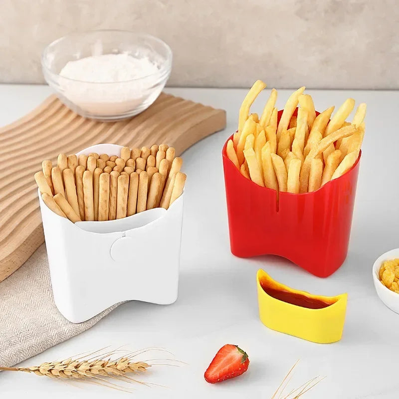 Portable Plastic French Fry Snack Storage Box PP Salad Cup Student Square Salad Bowl