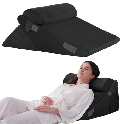 3PCS Orthopedic Bed Wedge Pillow Set for Sleeping,  for Post Surgery, Back, Neck, Leg and Knee Pain Relief, Acid Reflux, Snoring