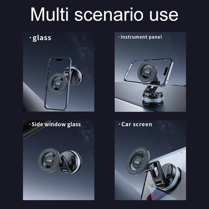Rotating Car Mount Holder Adjustable Magnetic Phone Stand Strong Suction Cup Telescopic Foldable Universal Stable Car Interior