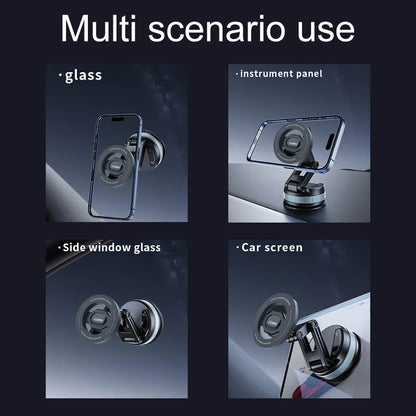 Rotating Car Mount Holder Adjustable Magnetic Phone Stand Strong Suction Cup Telescopic Foldable Universal Stable Car Interior