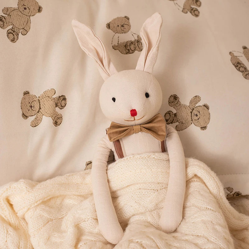 Stuffed Bunny Cloth Dress Toys Smoothing Toy for Infant  Cuddling sleep doll for Girls Handmade Diversity Brown Rabbit Plushie