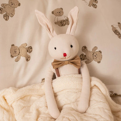 Stuffed Bunny Cloth Dress Toys Smoothing Toy for Infant  Cuddling sleep doll for Girls Handmade Diversity Brown Rabbit Plushie