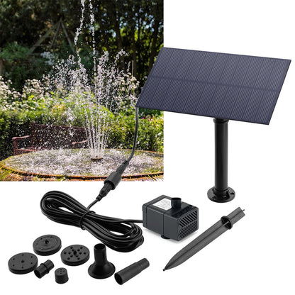 5W 5V Solar Fountain Pump DIY Solar Panel Fountain with 4.9FT Water Pipe Pump for Bird Bath Garden Decoration Pets Drinking Pon