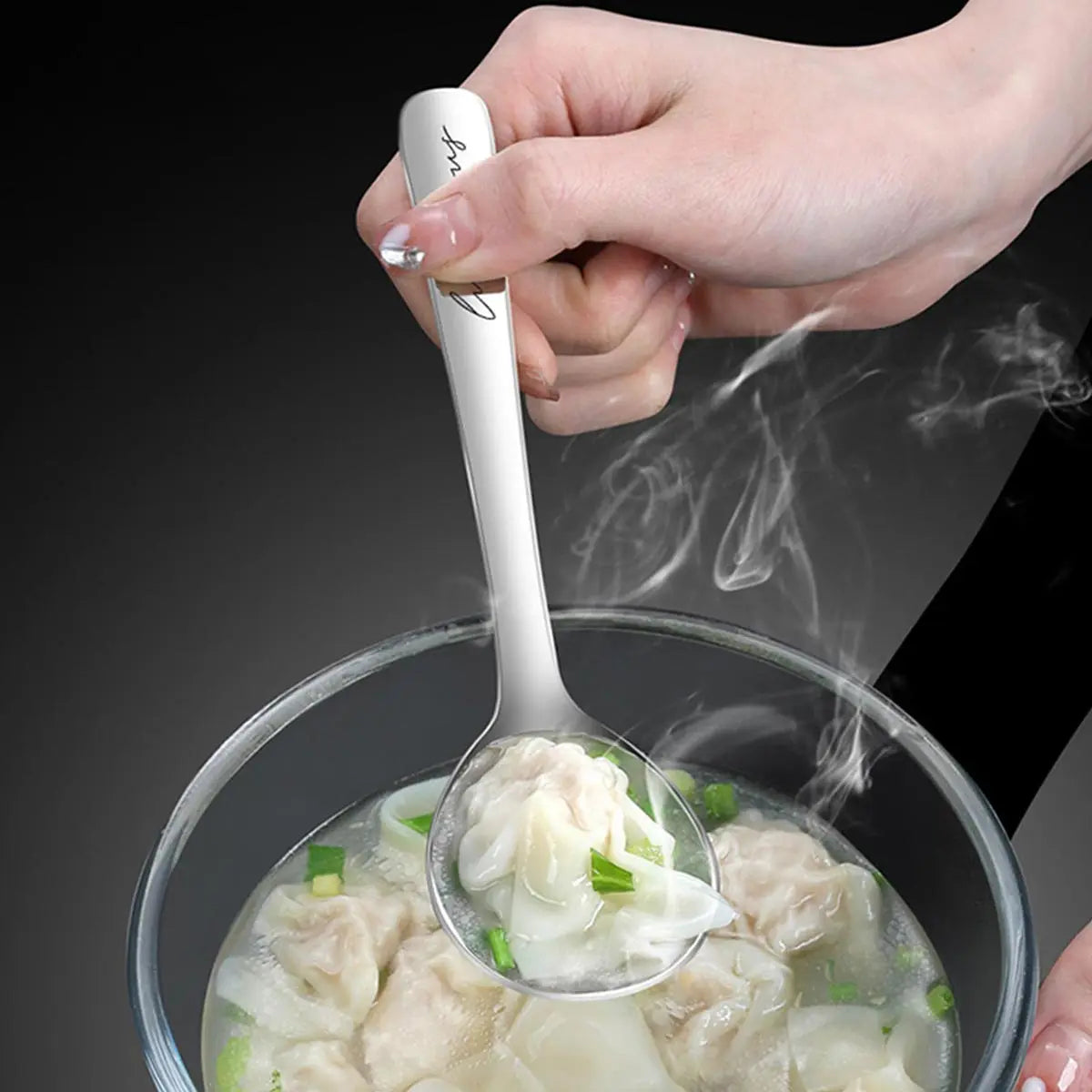 WORTHBUY 304 Stainless Steel Thickening Spoon Creative Long Handle Spoon Pot Spoon Soup Ladle Home Kitchen Essential Tools