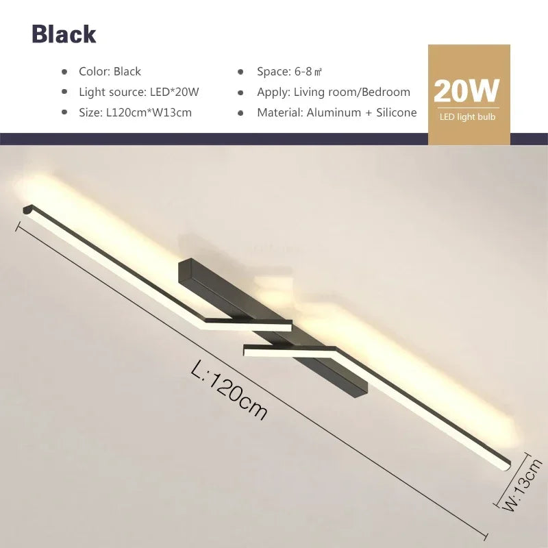 Modern LED Ceiling Light 60/80/100/120CM Living Dining Room Bedroom Lamps Lanterns Scandinavian Simple Lines Ceiling Lighting